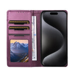 For iPhone 15 Pro Wallet Case External Card Slot Magnetic Closing Leather Phone Cover
