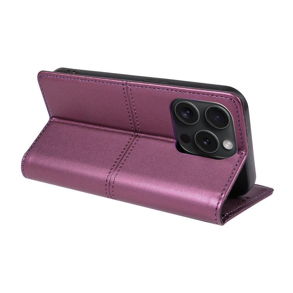 For iPhone 15 Pro Wallet Case External Card Slot Magnetic Closing Leather Phone Cover