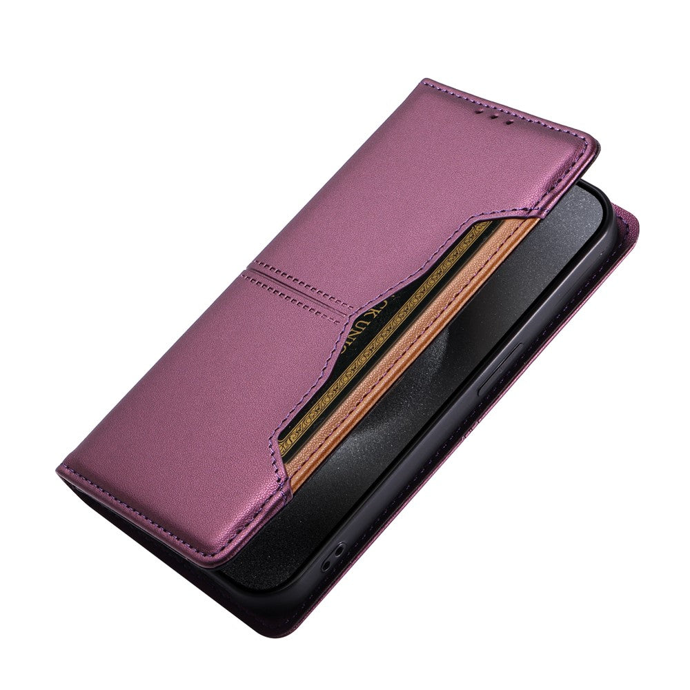 For iPhone 15 Pro Wallet Case External Card Slot Magnetic Closing Leather Phone Cover