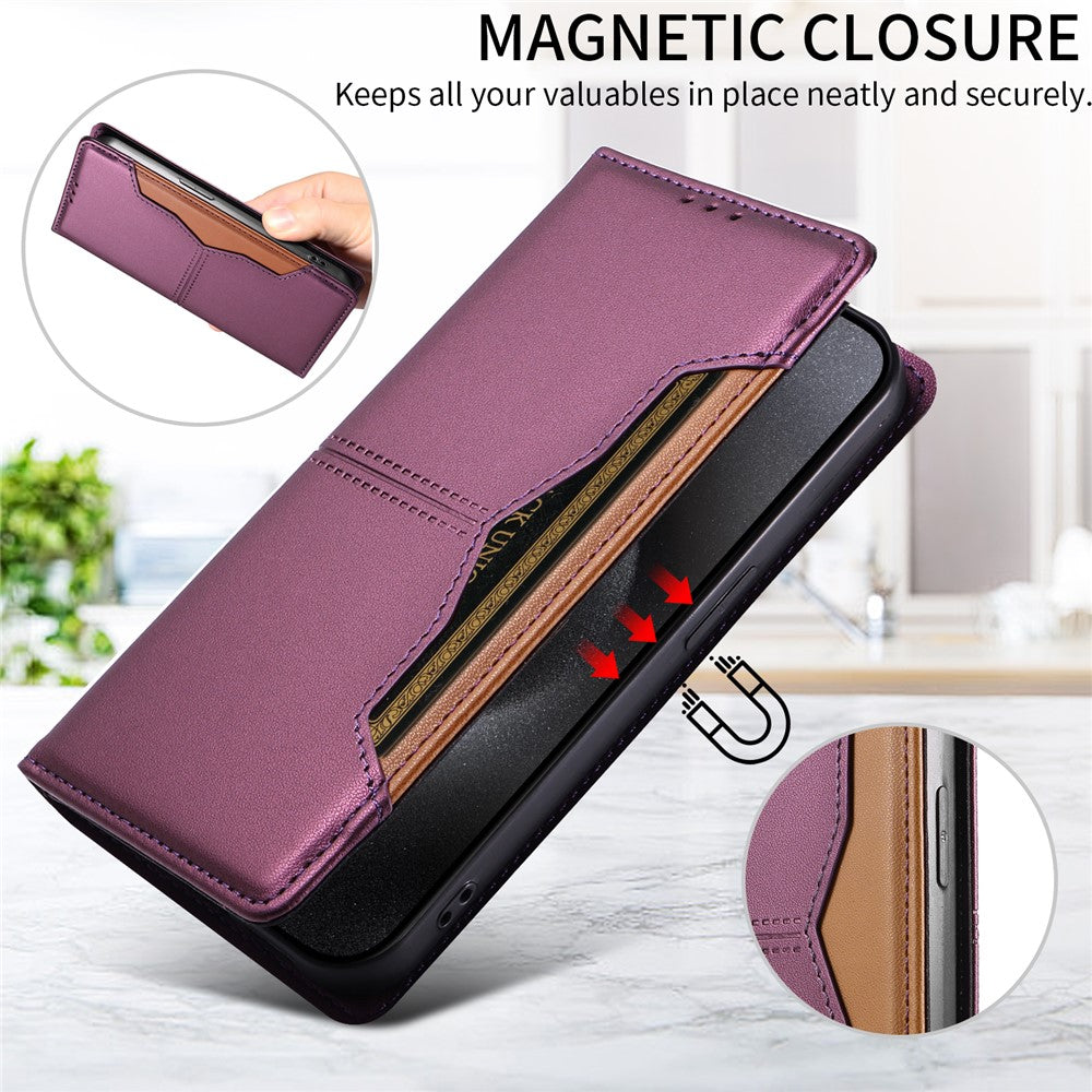 For iPhone 15 Pro Wallet Case External Card Slot Magnetic Closing Leather Phone Cover