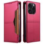 For iPhone 15 Pro Wallet Case External Card Slot Magnetic Closing Leather Phone Cover