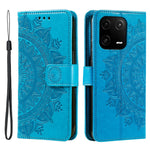 Xiaomi 13, Präglad Mandala Blomma PU Läderfodral, Stativ Plånbok Fullt Skyddande mobilfodral med Rem
