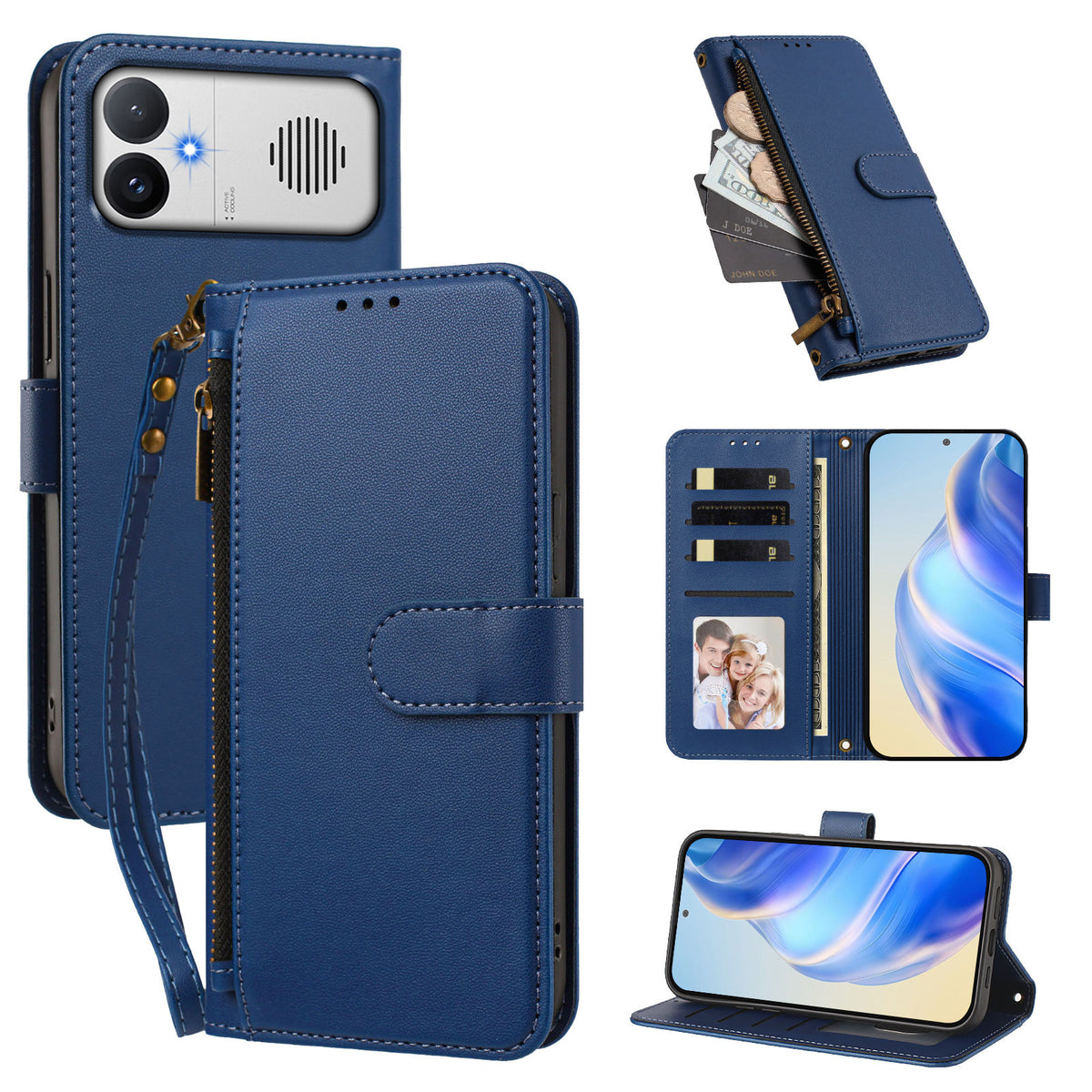 For Xiaomi Redmi K90 Max 5G Case 4 Card Slots Wallet Stand PU Leather Phone Cover with Wrist Strap
