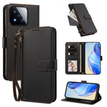 For Xiaomi 17 Max Case 4 Card Slots Wallet Stand PU Leather Phone Cover with Wrist Strap