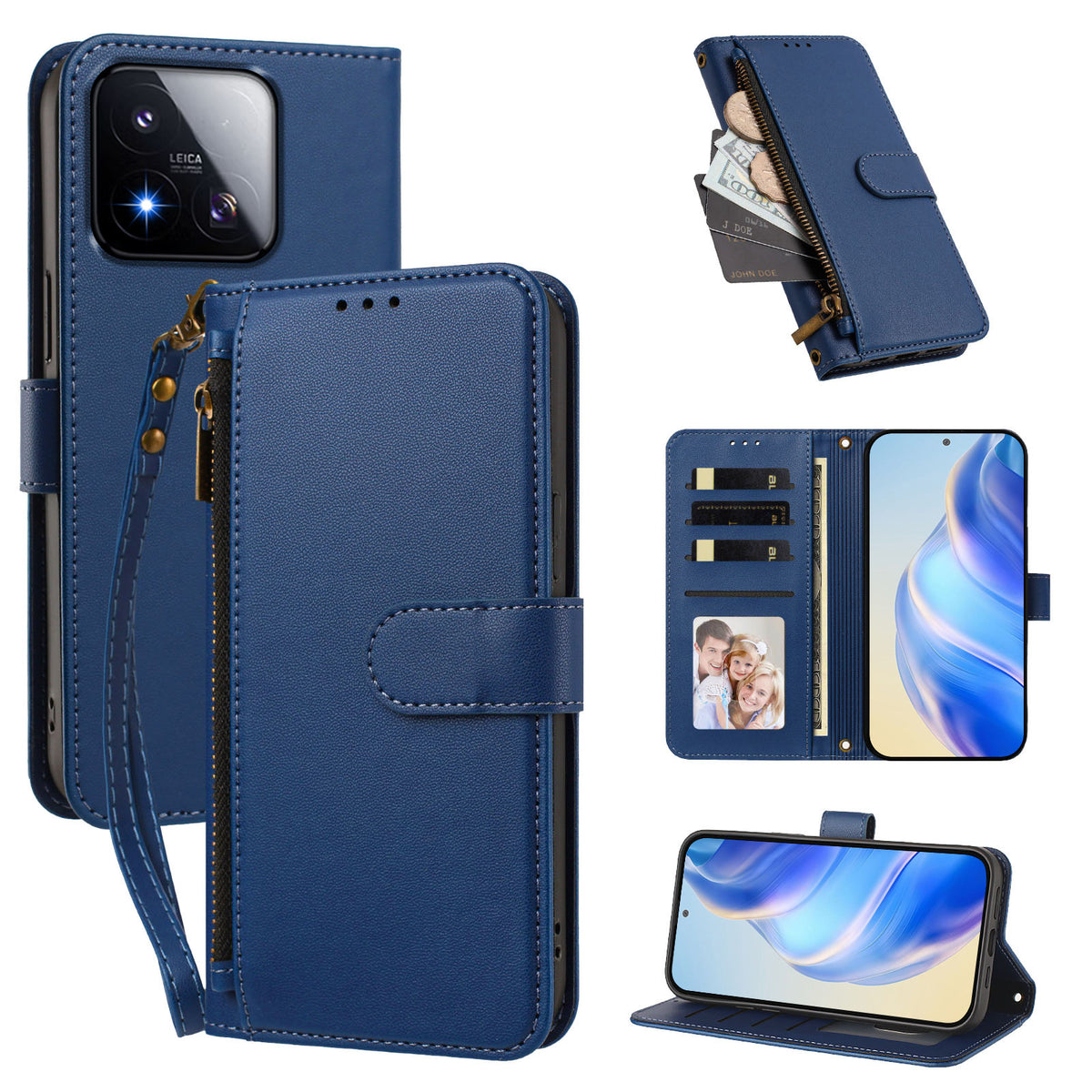 For Xiaomi 17 Max Case 4 Card Slots Wallet Stand PU Leather Phone Cover with Wrist Strap