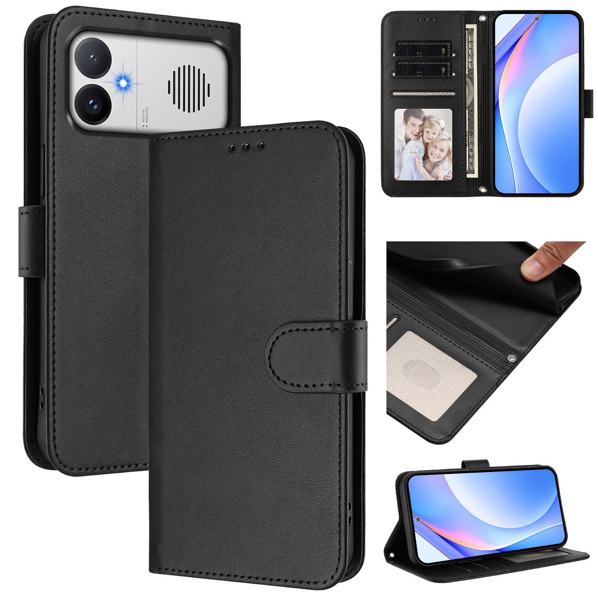For Xiaomi Redmi K90 Max 5G Wallet Case RFID Blocking Calf Texture Leather Stand Phone Cover with Strap