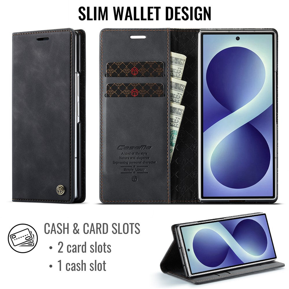 CASEME til Samsung Galaxy Z Fold8 Ultra Etui 033-serien RFID-blokerende pung stand kalvetekstur læder telefoncover