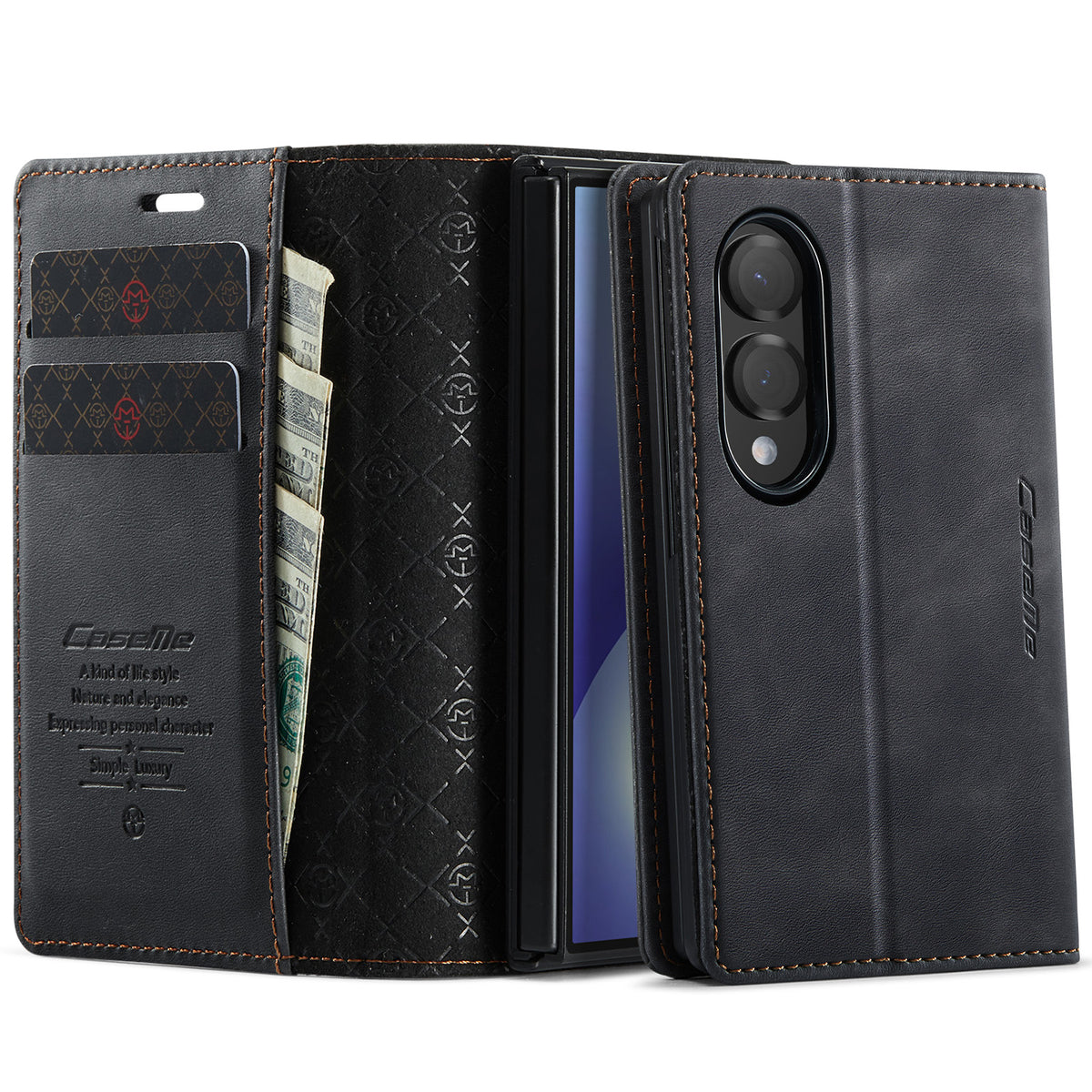 CASEME for Samsung Galaxy Z Fold8 Case  033 Series RFID Blocking Wallet Stand Calf Texture Leather Phone Cover