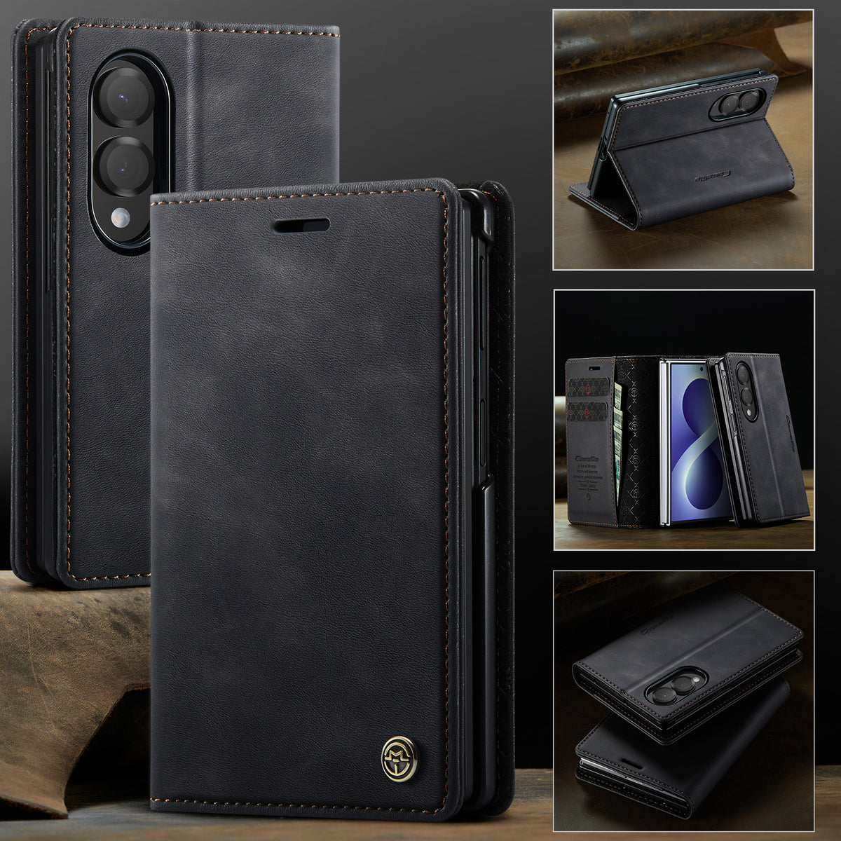CASEME for Samsung Galaxy Z Fold8 Case  033 Series RFID Blocking Wallet Stand Calf Texture Leather Phone Cover