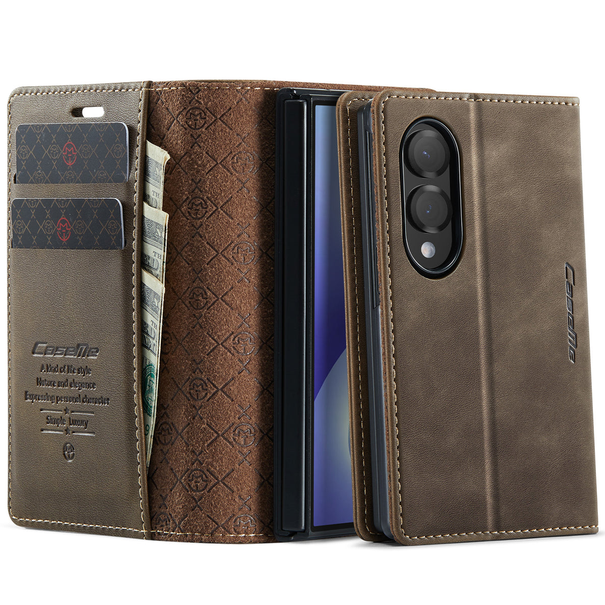 CASEME til Samsung Galaxy Z Fold8 cover 033 Series RFID Blokerende Pung Stand Kalve Tekstur Læder Telefoncover
