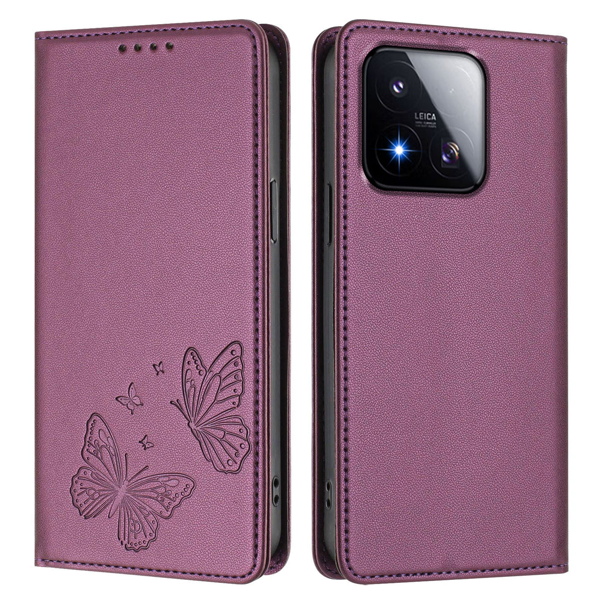 For Xiaomi 17 Max Wallet Case RFID Blocking Butterfly Imprinted Magnetic Flip Leather Cover