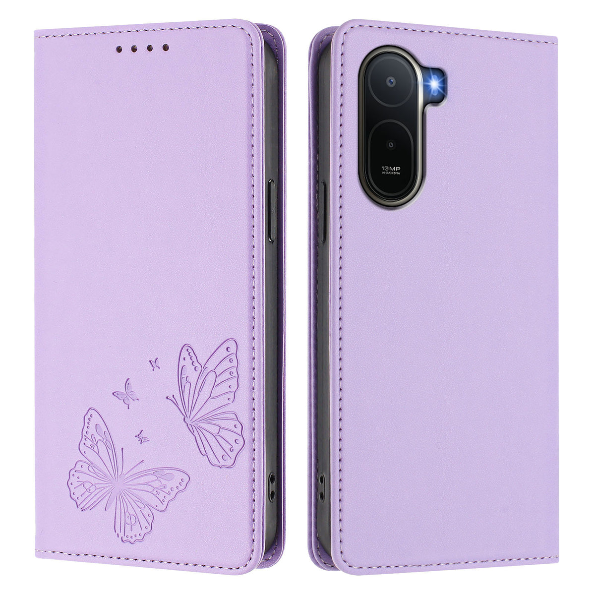 Xiaomi Redmi A7 Pro 4G (171.56mm) / Xiaomi Redmi A7 Pro 5G / Xiaomi Poco C85x 5G / Xiaomi Poco C81 4G Plånboksfodral RFID-blockerande fjärilstryckt magnetiskt läderfodral
