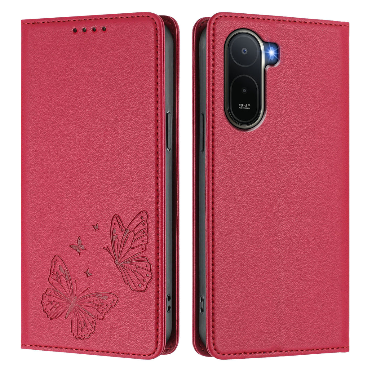 Xiaomi Redmi A7 Pro 4G (171.56mm) / Xiaomi Redmi A7 Pro 5G / Xiaomi Poco C85x 5G / Xiaomi Poco C81 4G Plånboksfodral RFID-blockerande fjärilstryckt magnetiskt läderfodral