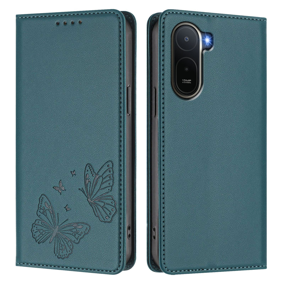 Xiaomi Redmi A7 Pro 4G (171.56mm) / Xiaomi Redmi A7 Pro 5G / Xiaomi Poco C85x 5G / Xiaomi Poco C81 4G Plånboksfodral RFID-blockerande fjärilstryckt magnetiskt läderfodral