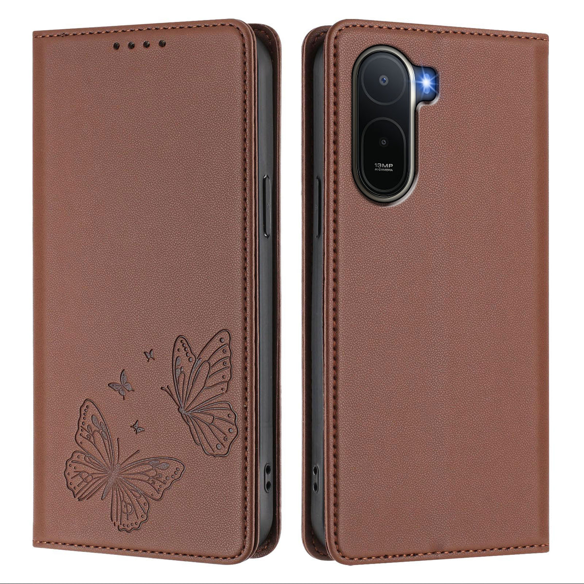 Xiaomi Redmi A7 Pro 4G (171.56mm) / Xiaomi Redmi A7 Pro 5G / Xiaomi Poco C85x 5G / Xiaomi Poco C81 4G Plånboksfodral RFID-blockerande fjärilstryckt magnetiskt läderfodral