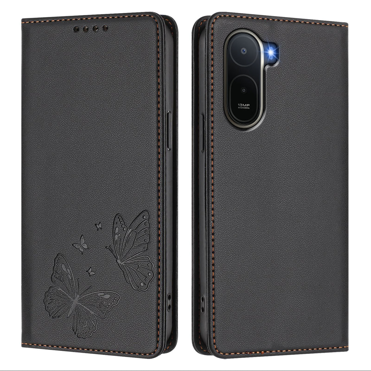 Xiaomi Redmi A7 Pro 4G (171.56mm) / Xiaomi Redmi A7 Pro 5G / Xiaomi Poco C85x 5G / Xiaomi Poco C81 4G Plånboksfodral RFID-blockerande fjärilstryckt magnetiskt läderfodral