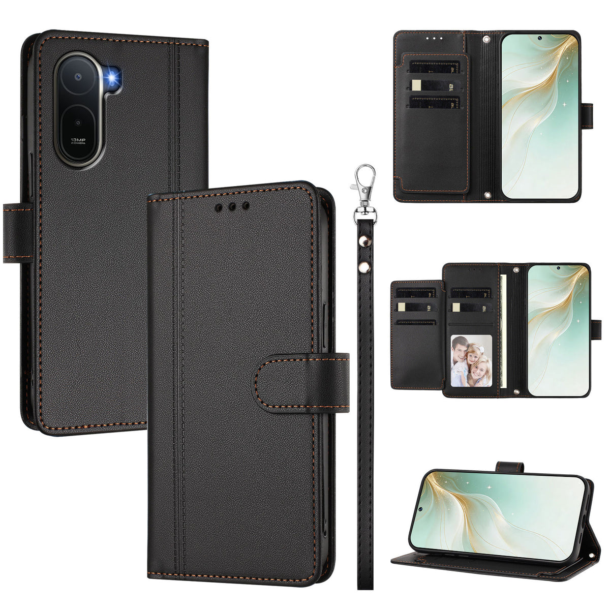 For Xiaomi Redmi A7 Pro 5G / Xiaomi Redmi A7 Pro 4G (171.56mm) / Xiaomi Poco C85x 5G / Xiaomi Poco C81 4G Case 9 Card Slots PU Leather Flip Wallet Phone Cover with Hand Strap