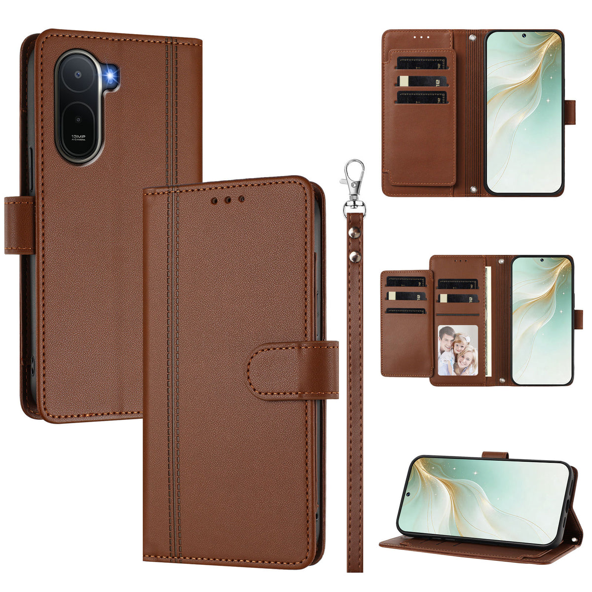 For Xiaomi Redmi A7 Pro 5G / Xiaomi Redmi A7 Pro 4G (171.56mm) / Xiaomi Poco C85x 5G / Xiaomi Poco C81 4G Case 9 Card Slots PU Leather Flip Wallet Phone Cover with Hand Strap