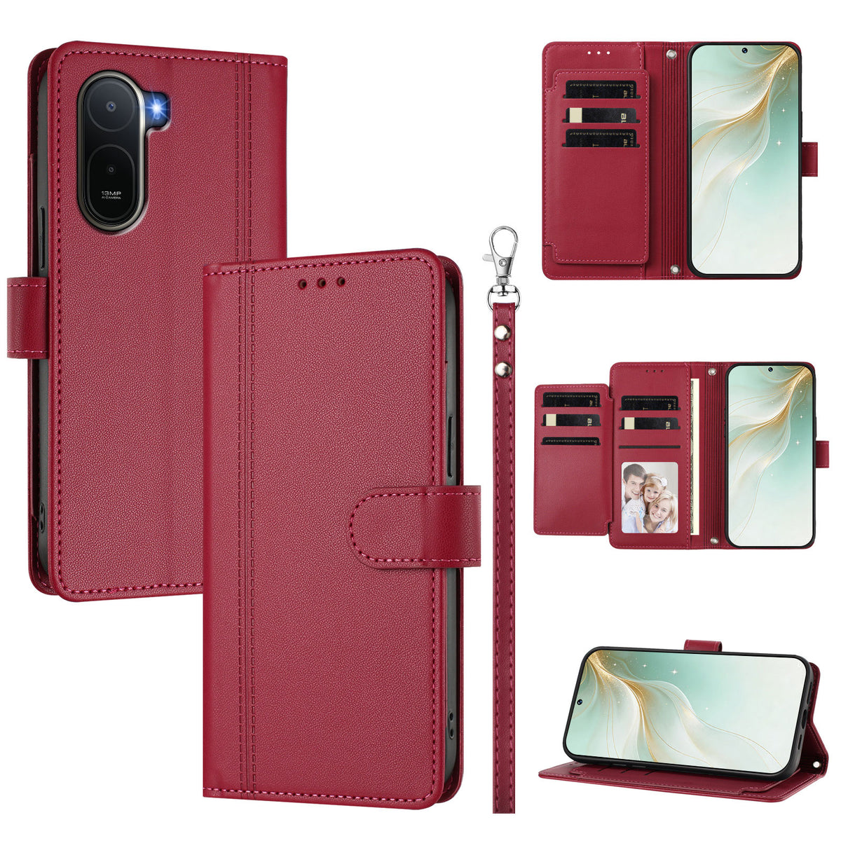 For Xiaomi Redmi A7 Pro 5G / Xiaomi Redmi A7 Pro 4G (171.56mm) / Xiaomi Poco C85x 5G / Xiaomi Poco C81 4G Case 9 Card Slots PU Leather Flip Wallet Phone Cover with Hand Strap