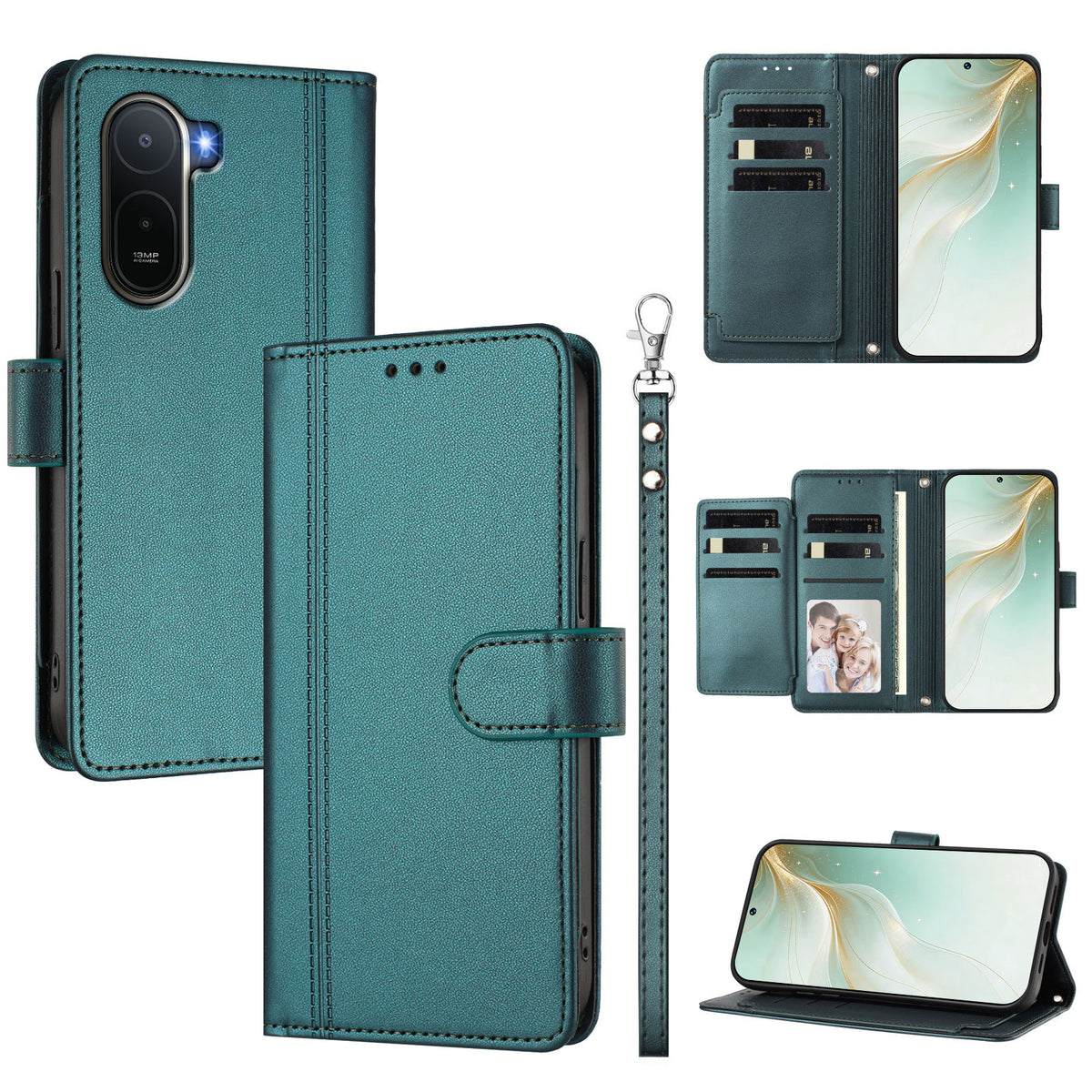 For Xiaomi Redmi A7 Pro 5G / Xiaomi Redmi A7 Pro 4G (171.56mm) / Xiaomi Poco C85x 5G / Xiaomi Poco C81 4G Case 9 Card Slots PU Leather Flip Wallet Phone Cover with Hand Strap