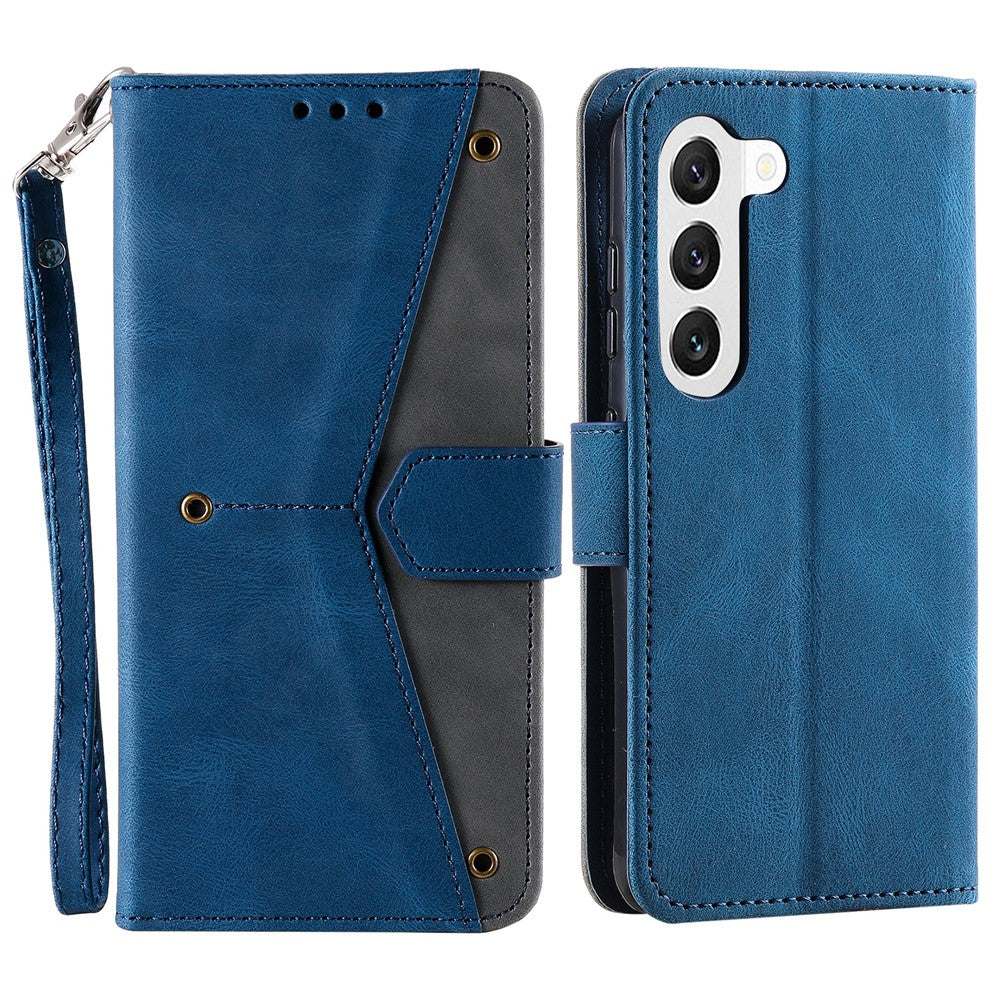For Samsung Galaxy S23+ Splicing Stitching PU Leather Stand Case Magnetic Clasp Phone Wallet Cover