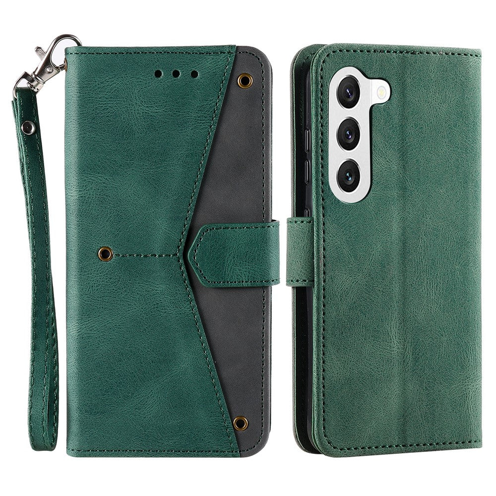 For Samsung Galaxy S23+ Splicing Stitching PU Leather Stand Case Magnetic Clasp Phone Wallet Cover