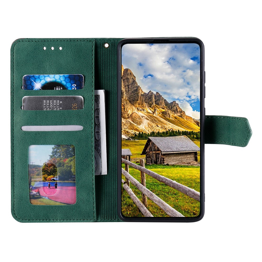 For Samsung Galaxy S23+ Splicing Stitching PU Leather Stand Case Magnetic Clasp Phone Wallet Cover