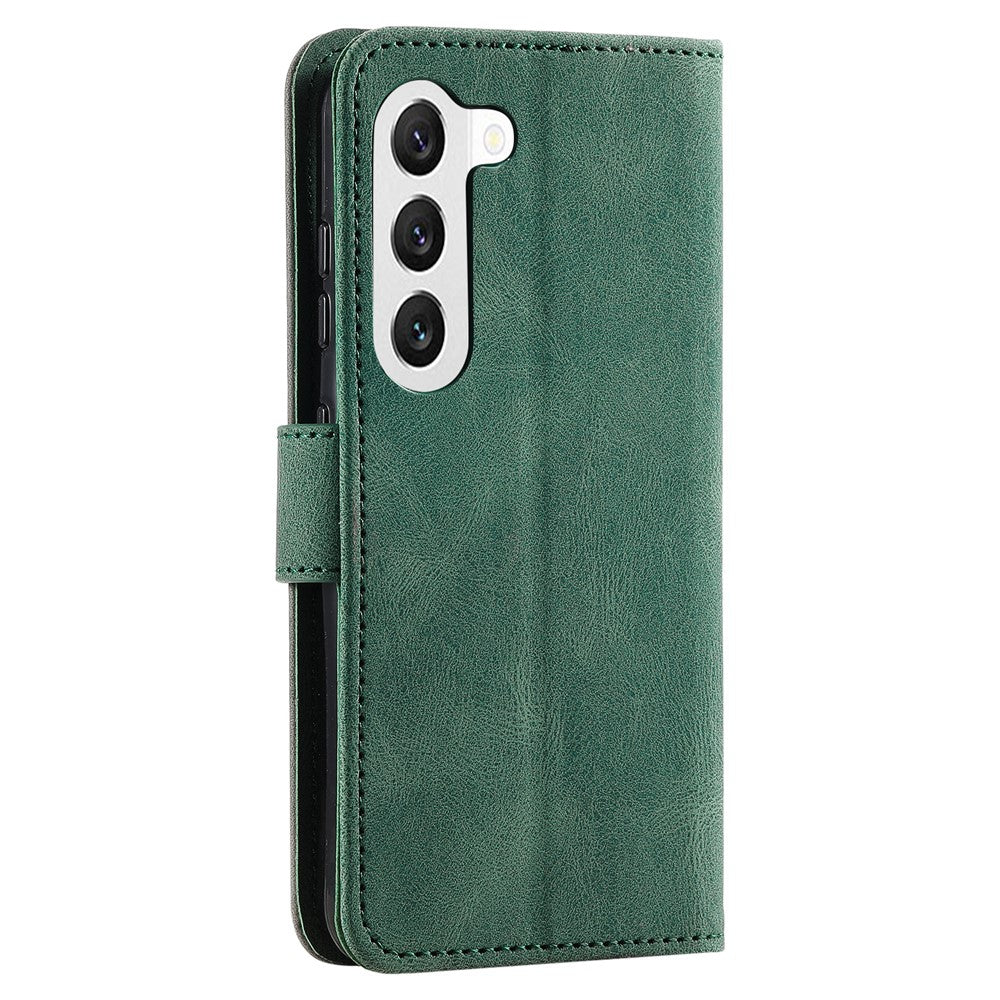 For Samsung Galaxy S23+ Splicing Stitching PU Leather Stand Case Magnetic Clasp Phone Wallet Cover