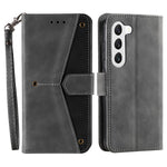 For Samsung Galaxy S23+ Splicing Stitching PU Leather Stand Case Magnetic Clasp Phone Wallet Cover