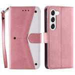 For Samsung Galaxy S23+ Splicing Stitching PU Leather Stand Case Magnetic Clasp Phone Wallet Cover