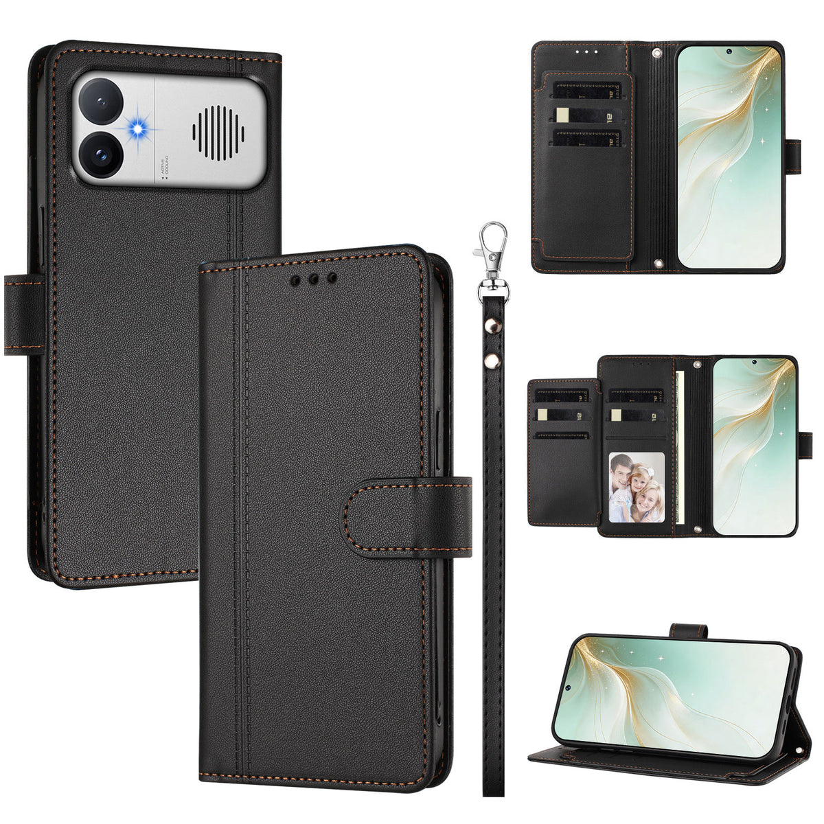 Xiaomi Poco F8 Ultra / Redmi K90 Pro Max 5G / K100 Pro Max 5G (Kina) fodral med 9 kortfack, PU-läder, fällbart plånboksfodral med handrem