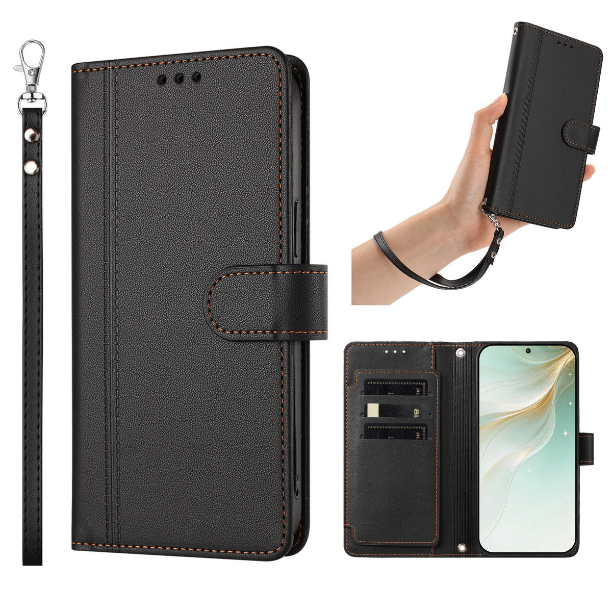 For Xiaomi 17 Max Case 9 Card Slots PU Leather Flip Wallet Phone Cover with Hand Strap
