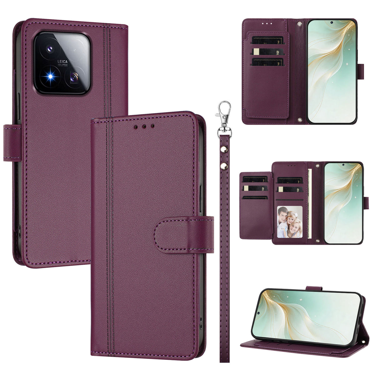 For Xiaomi 17 Max Case 9 Card Slots PU Leather Flip Wallet Phone Cover with Hand Strap