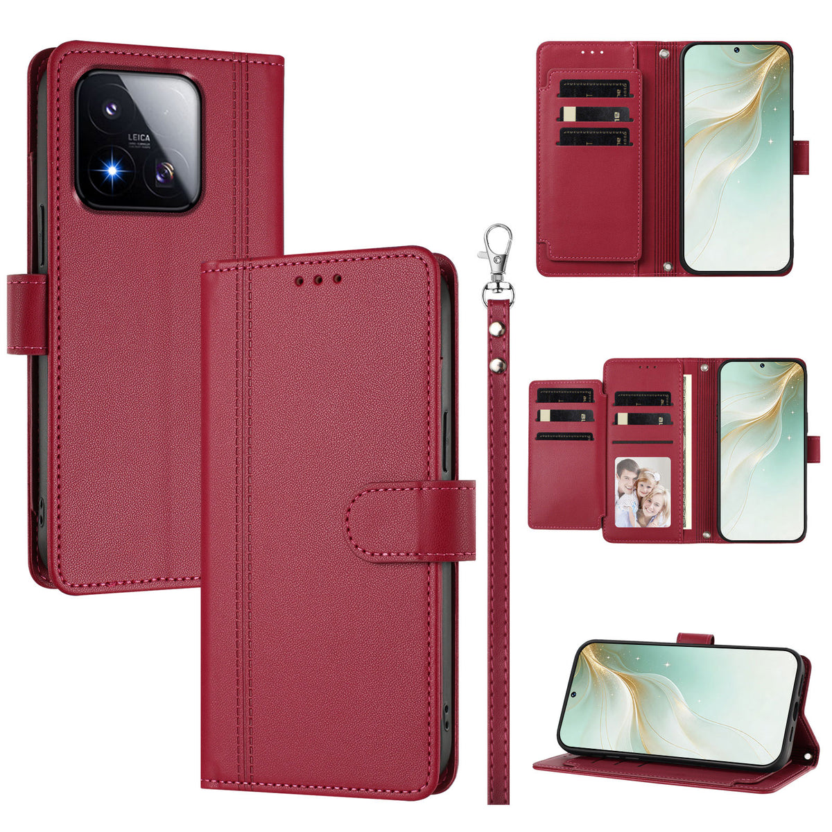 For Xiaomi 17 Max Case 9 Card Slots PU Leather Flip Wallet Phone Cover with Hand Strap