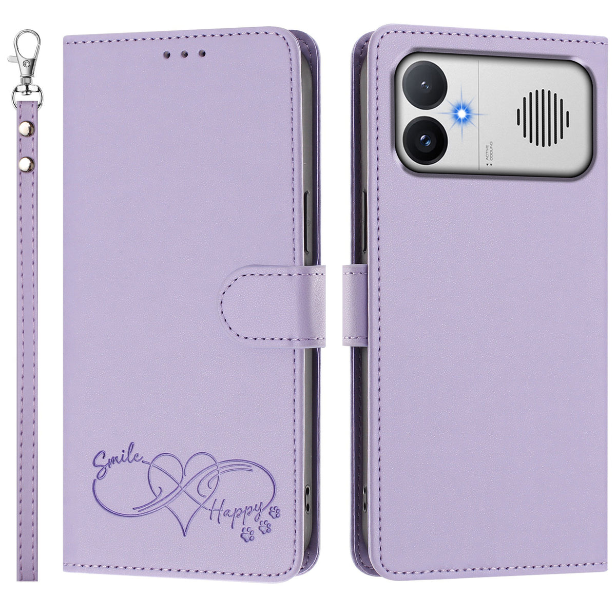 For Xiaomi Redmi K90 Max 5G Case PU Leather Heart Pattern Wallet Flip Phone Cover with Hand Strap