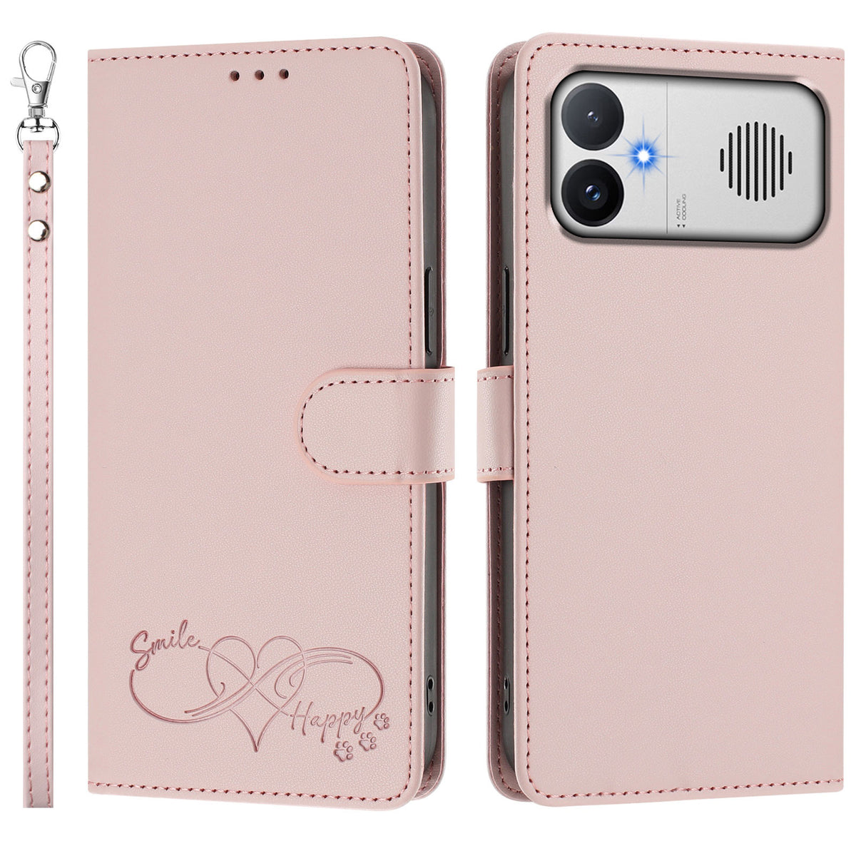 For Xiaomi Redmi K90 Max 5G Case PU Leather Heart Pattern Wallet Flip Phone Cover with Hand Strap