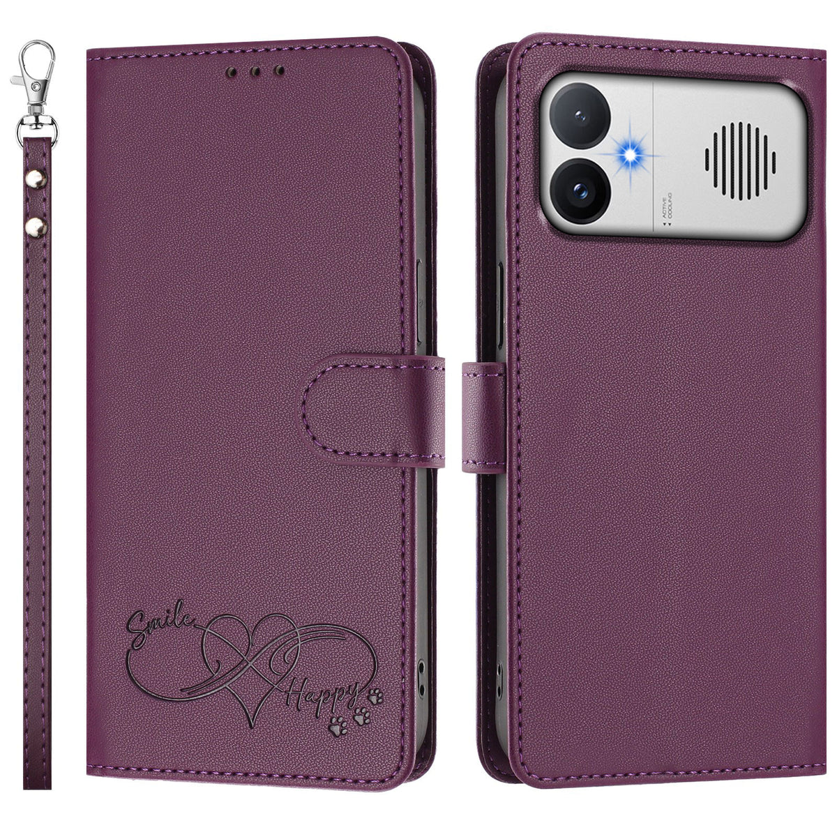 For Xiaomi Redmi K90 Max 5G Case PU Leather Heart Pattern Wallet Flip Phone Cover with Hand Strap