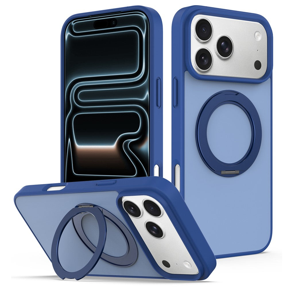 For iPhone 18 Pro Max  /  17 Pro Max Case with Rotating Magnetic Kickstand PC + TPU Skin-Touch Phone Cover