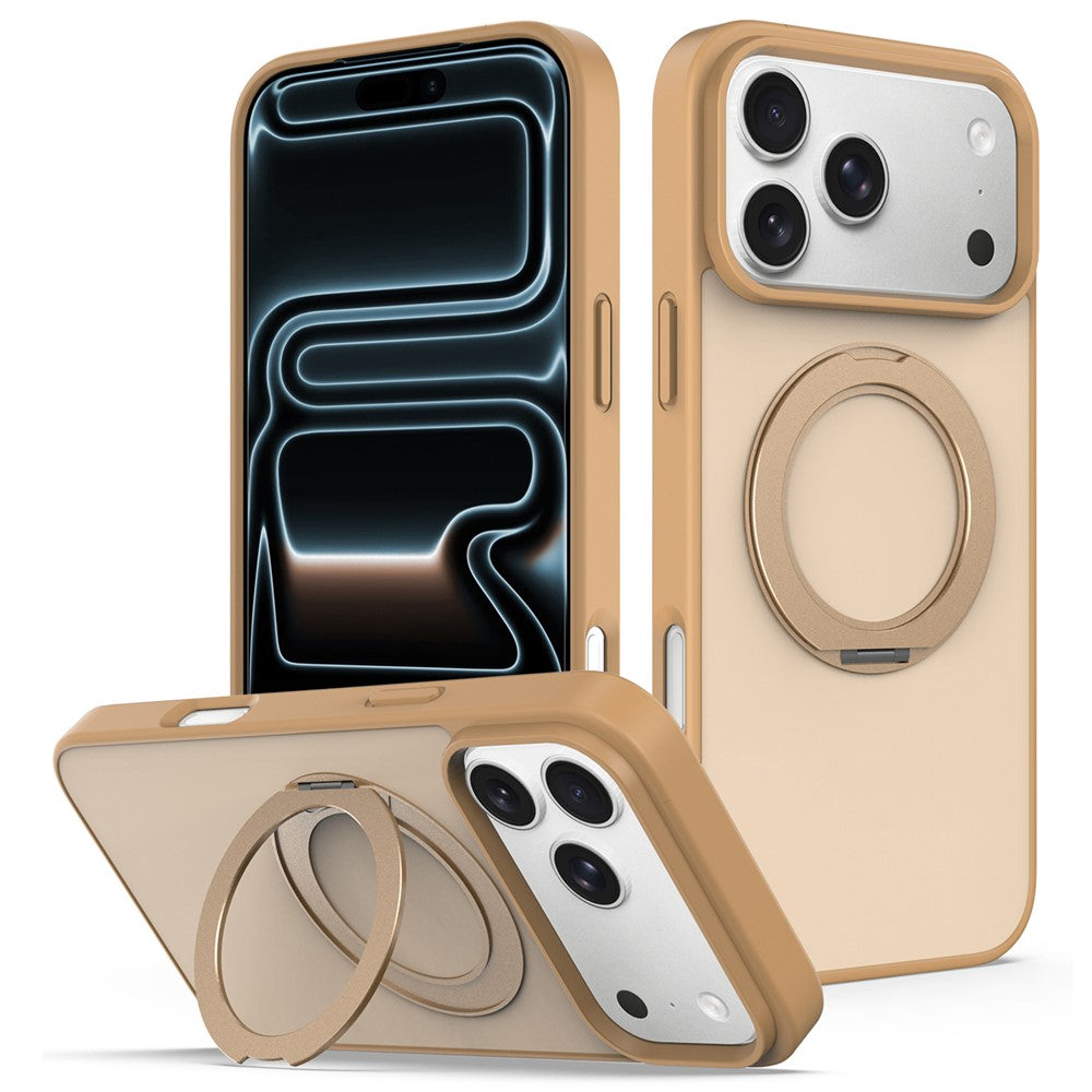 For iPhone 18 Pro Max  /  17 Pro Max Case with Rotating Magnetic Kickstand PC + TPU Skin-Touch Phone Cover