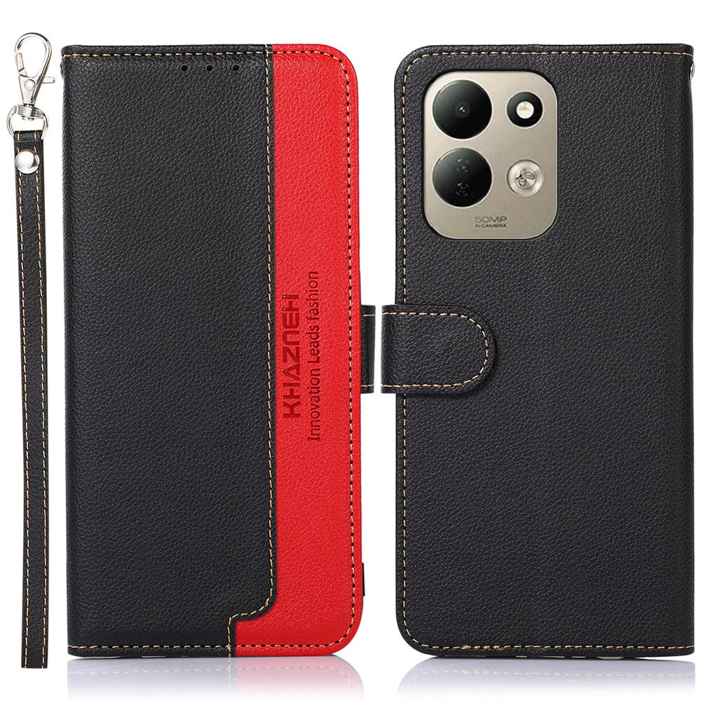 KHAZNEH For Xiaomi Redmi 17 5G  /  Redmi 17 4G Case RFID Blocking Wallet Litchi Texture PU Leather Phone Cover with Strap