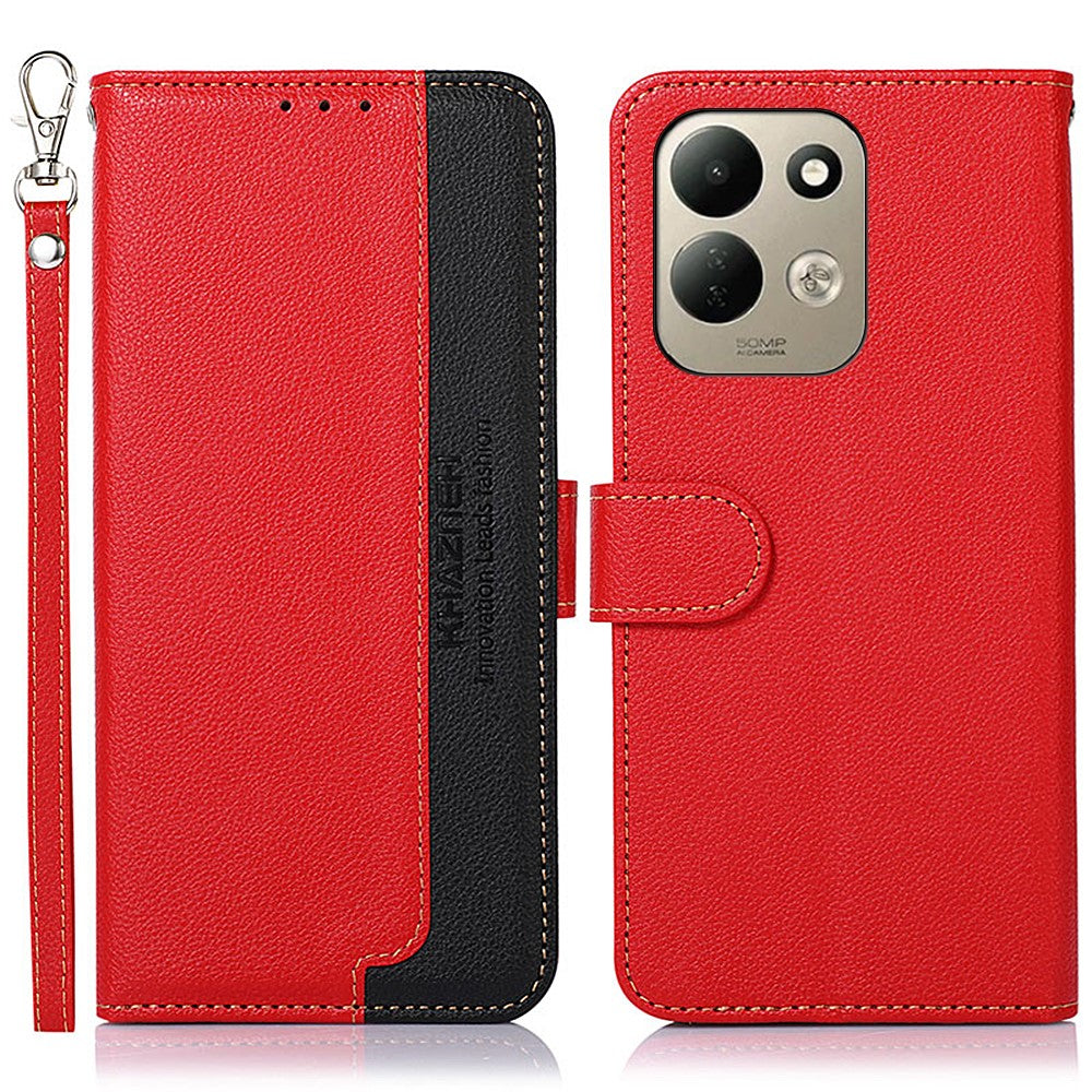 KHAZNEH For Xiaomi Redmi 17 5G  /  Redmi 17 4G Case RFID Blocking Wallet Litchi Texture PU Leather Phone Cover with Strap