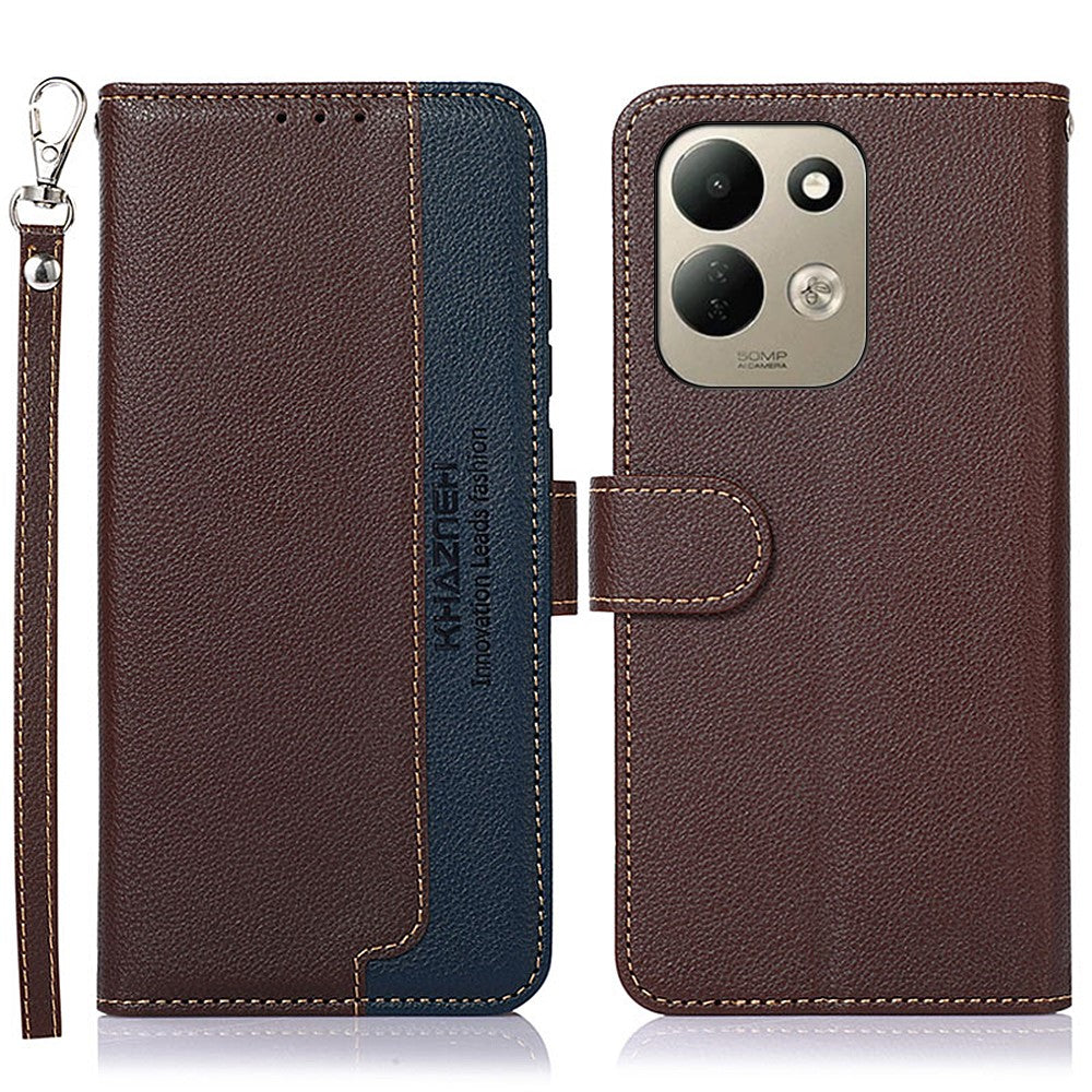KHAZNEH For Xiaomi Redmi 17 5G  /  Redmi 17 4G Case RFID Blocking Wallet Litchi Texture PU Leather Phone Cover with Strap