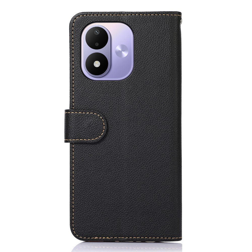 KHAZNEH For Xiaomi Redmi Note 17 4G (Global) / Note 17 5G (Global) / Note 17 (India / China) 5G Case RFID Blocking Wallet Litchi Texture PU Leather Phone Cover with Strap