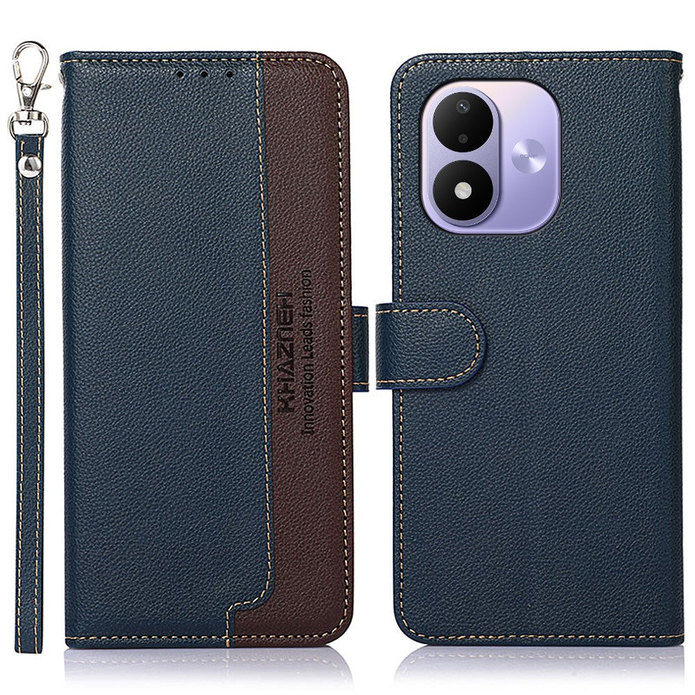 KHAZNEH For Xiaomi Redmi Note 17 4G (Global) / Note 17 5G (Global) / Note 17 (India / China) 5G Case RFID Blocking Wallet Litchi Texture PU Leather Phone Cover with Strap