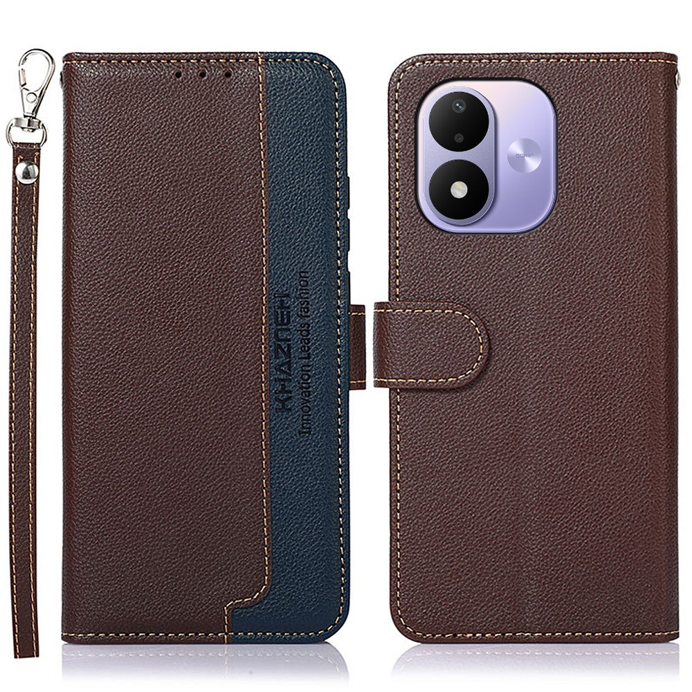 KHAZNEH For Xiaomi Redmi Note 17 4G (Global) / Note 17 5G (Global) / Note 17 (India / China) 5G Case RFID Blocking Wallet Litchi Texture PU Leather Phone Cover with Strap