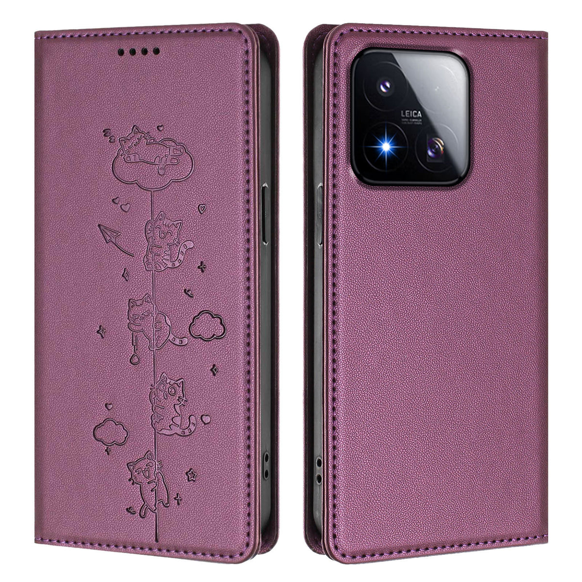 For Xiaomi 17 Max Case RFID Blocking Wallet Stand Imprinted Cat Pattern Leather Phone Cover
