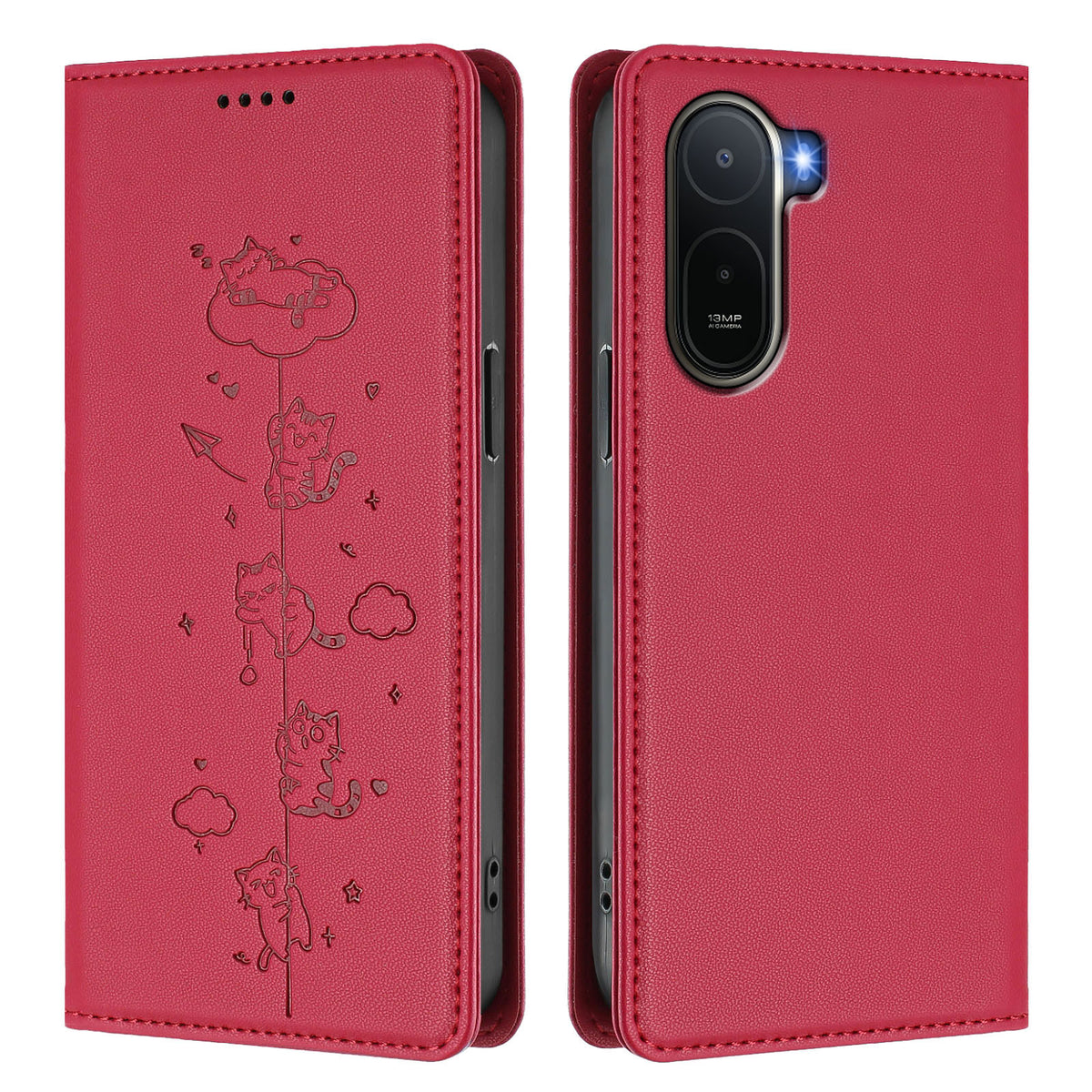 For Xiaomi Redmi A7 Pro 4G (171.56mm) / Xiaomi Redmi A7 Pro 5G / Xiaomi Poco C85x 5G / Xiaomi Poco C81 4G Case RFID Blocking Wallet Stand Imprinted Cat Pattern Leather Phone Cover