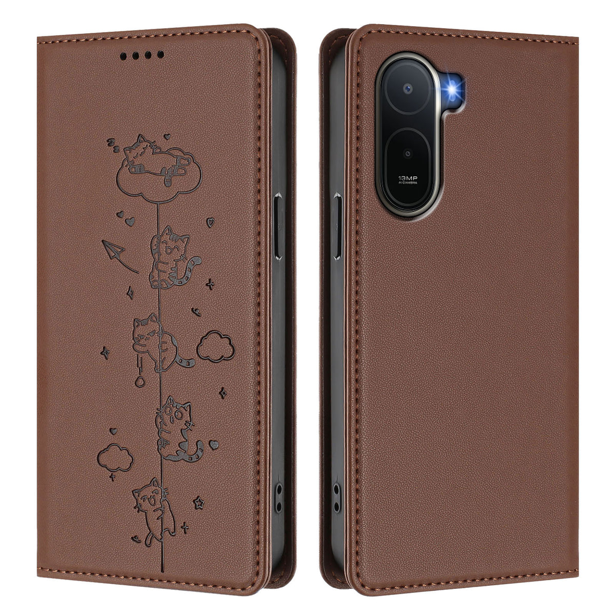 For Xiaomi Redmi A7 Pro 4G (171.56mm) / Xiaomi Redmi A7 Pro 5G / Xiaomi Poco C85x 5G / Xiaomi Poco C81 4G Case RFID Blocking Wallet Stand Imprinted Cat Pattern Leather Phone Cover