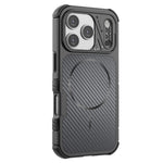 For iPhone 18 Pro Max / 17 Pro Max Magnetic Case Carbon Fiber Texture PC + TPU Corner Protection Phone Cover