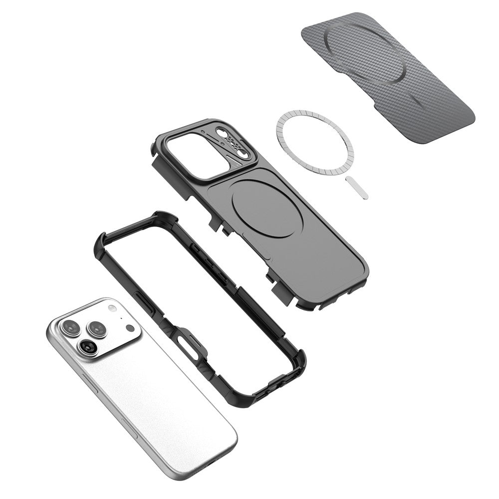 For iPhone 18 Pro Max / 17 Pro Max Magnetic Case Carbon Fiber Texture PC + TPU Corner Protection Phone Cover